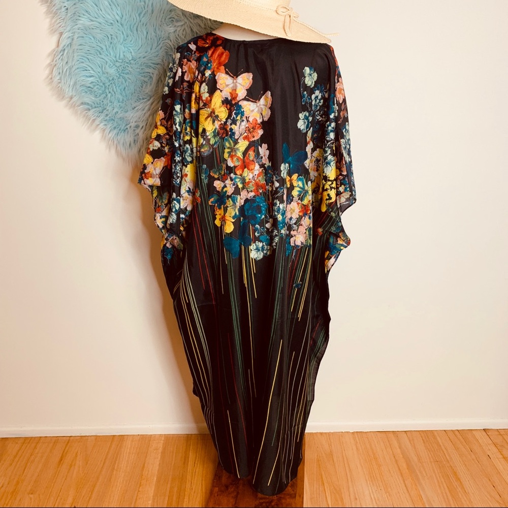 SOLD Vtg 70 RARE Butterfly Caftan Maxi Dress S M L - Picture 6 of 7
